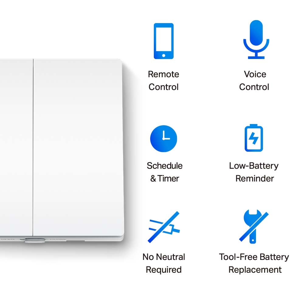 tapo-s220 TP-Link White, 1 Way Smart light Switch, 2 Gang, Tapo S220