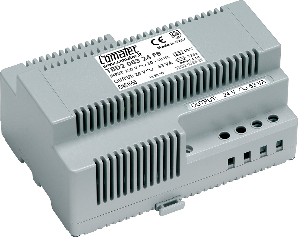 Comatec 63 VA DIN Rail Transformer, 230 V ac Primary, 24 V ac Secondary, RoHS, EN61558-1, EN55024, EN50581,