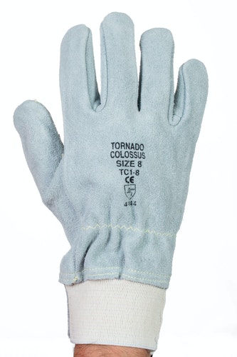 Tornado Colossus Grey Leather Work Gloves, Size 11, Leather Coating