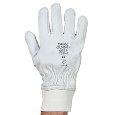 Tornado Colossus Grey Yarn Cut Resistant Gloves, Size 11, Leather Coating
