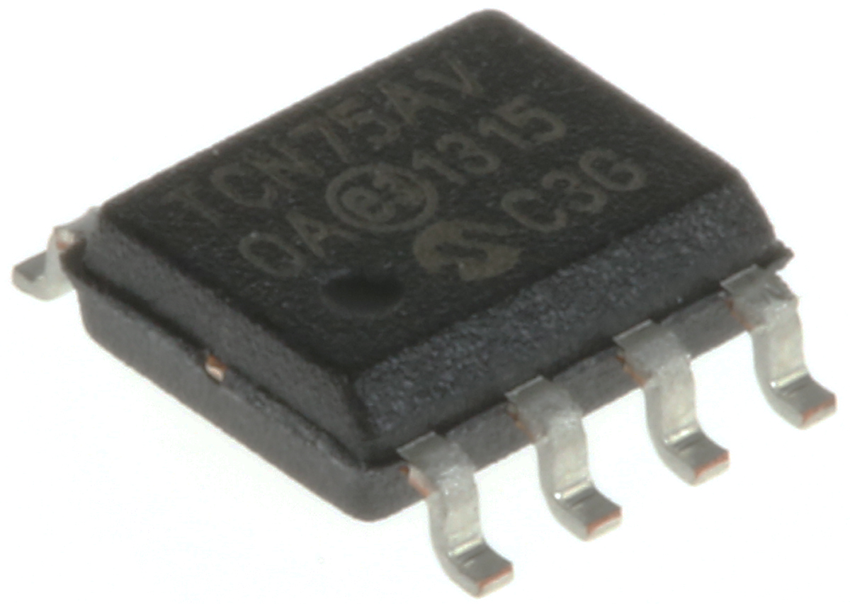 Microchip, Digital Output Temperature Converter, Surface Mount, Serial-I2C, SMBus, ±1°C, 8-Pin SOIC
