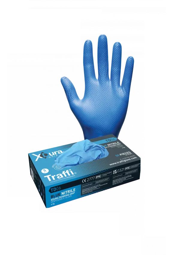 Traffi Traffi Blue Nitrile Disposable Gloves, Size S to XXL, 50 per Pack