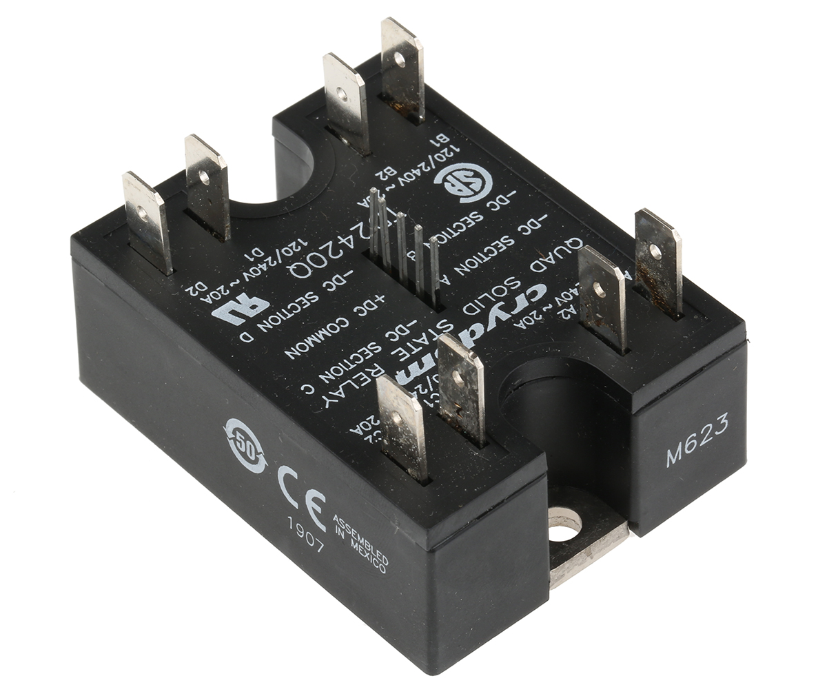 td2420q Sensata / Crydom Quad Series Solid State Relay, 20 A Load, Panel Mount, 280 V Load, 15V Control