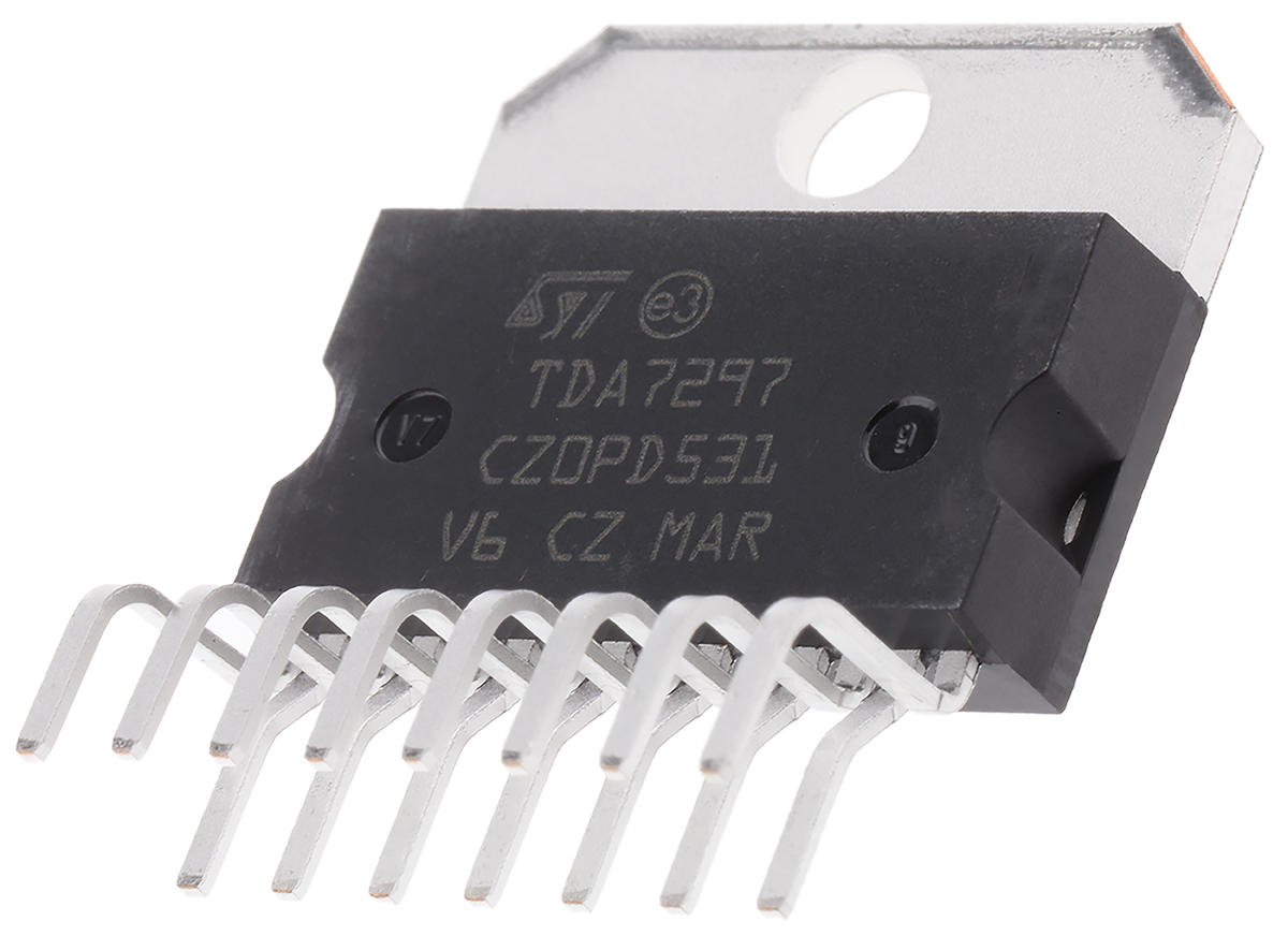 STMicroelectronics, 2-Channel Bridge Amplifier, 15-Pin, 15W Multiwatt TDA7297