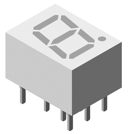Vishay 1 7 Segment LED Display Cathode Red 2.2mcd Right Side 10 mm