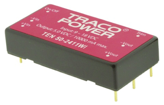 TRACOPOWER TEN 50WI DC/DC Converter, 24V dc/ 2080 mA, 36V dc Input, 9V Input 50 W, PCB, 80 °C Max Temp -40 °C Min Temp,