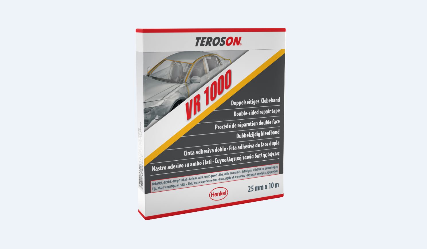Teroson TEROSON VR 1000 Double-Sided Adhesive Tape Black Double Sided Foam Tape, 25mm x 10 m