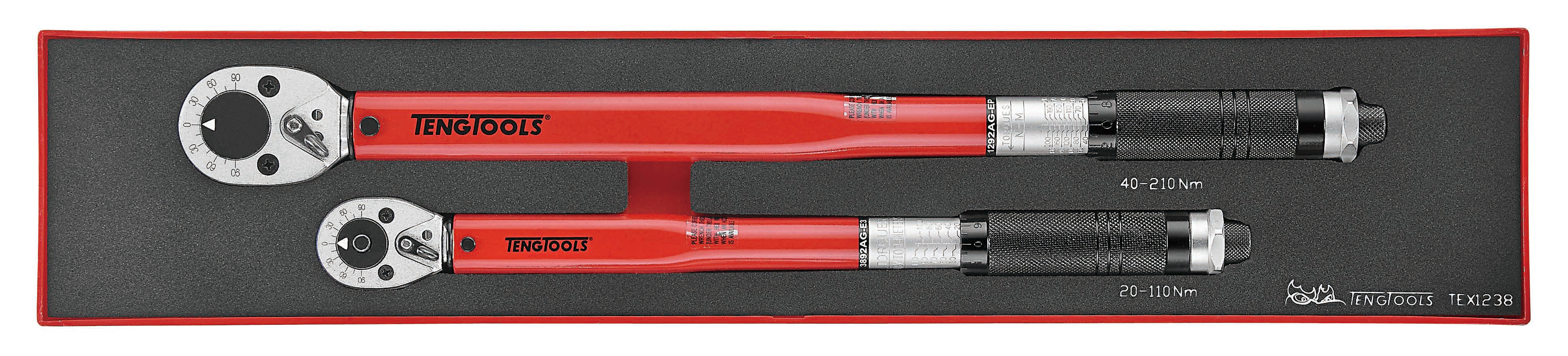Teng Tools Click Torque Wrench, 20 to 110 Nm, 40 to 210 Nm, 1/2 in, 3/8 in Drive, Square Drive, 52mm Overall