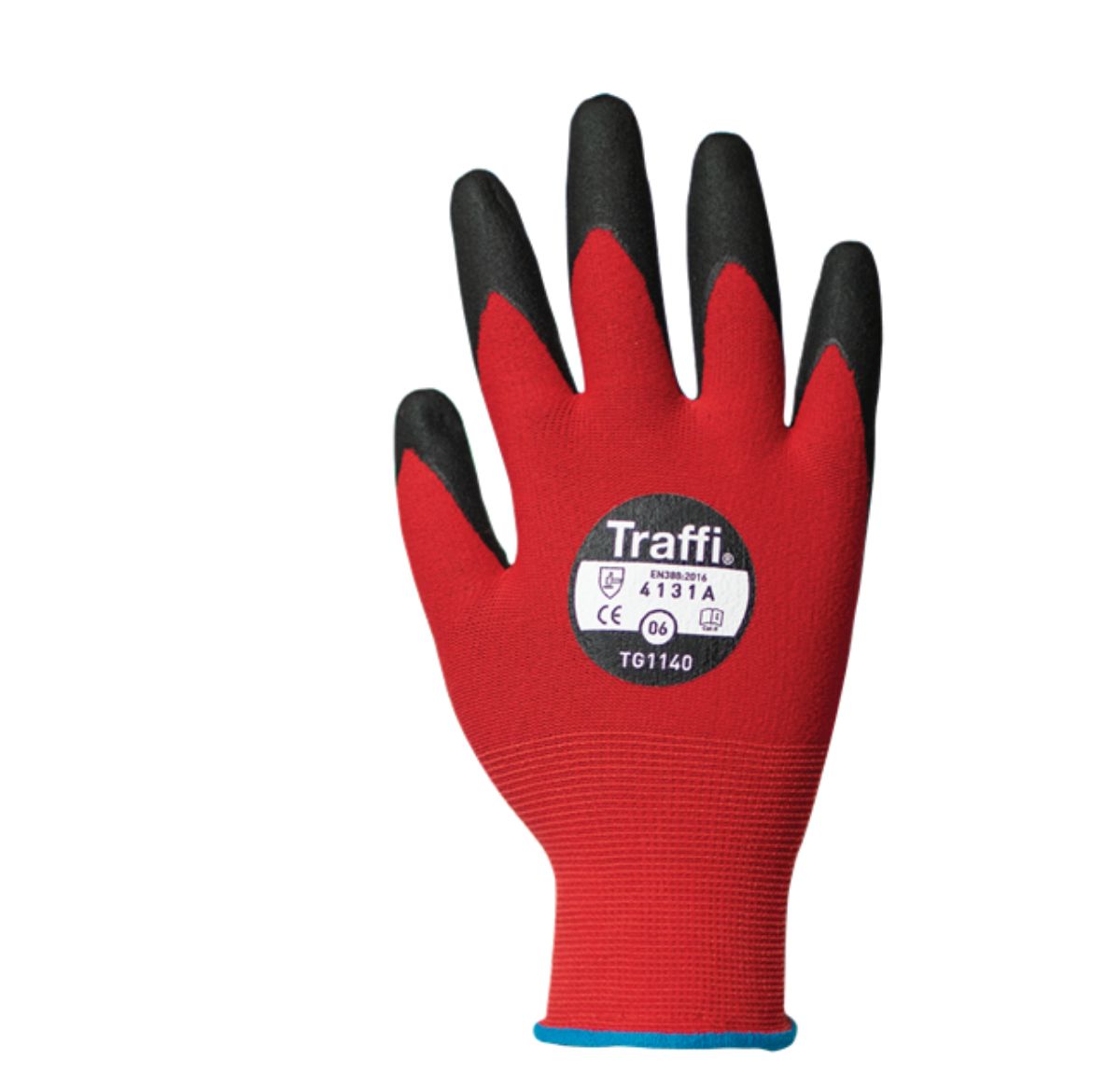 Traffi TM178 Red Elastane, Nylon Cut Resistant Gloves, Size 7, Nitrile Micro-Foam Coating