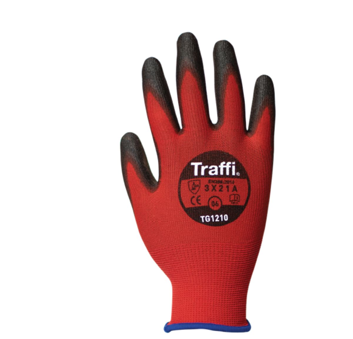 Traffi Red Polyurethane Cut Resistant Gloves, Size 11, Polyurethane Coating