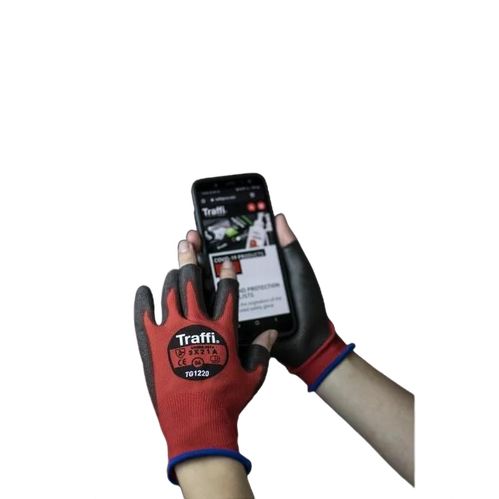 tg1220-08-pk Traffi X-Dura Red Nylon Work Gloves, Size 8, Polyurethane Coating