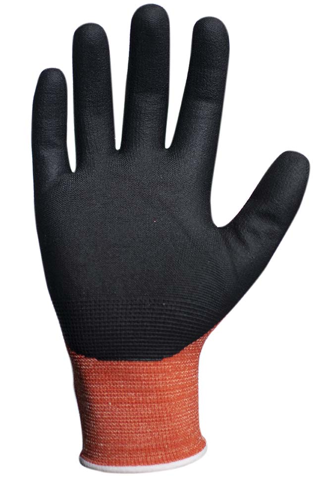 tg1900-08 Traffi TG1900 Red Cotton, Polyethylene Terephthalate Cut Resistant Gloves, Size 8, Nitrile Micro-Foam Coating