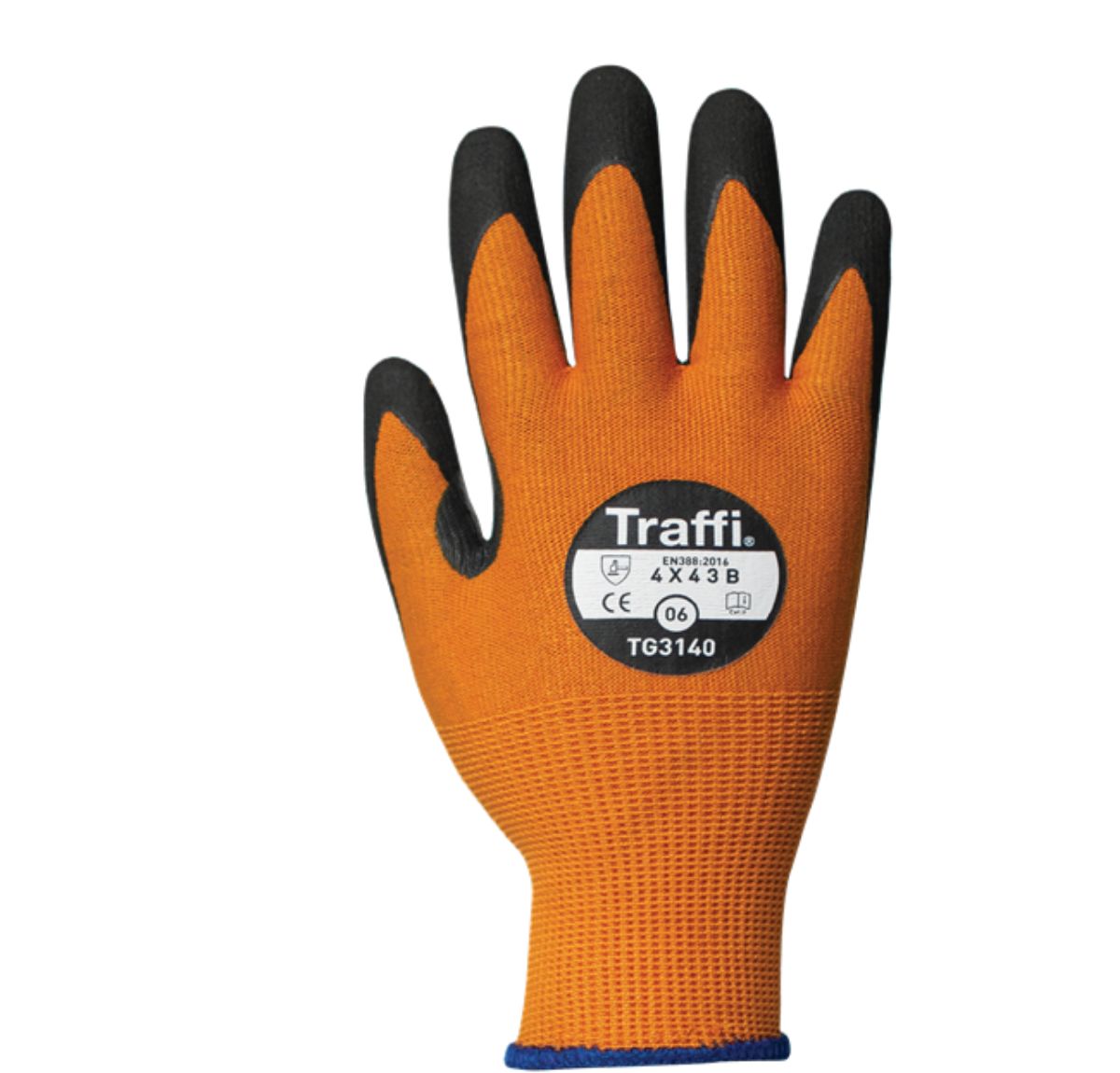 Traffi Amber Nitrile, Nylon Cut Resistant Gloves, Size 8, Nitrile Coating