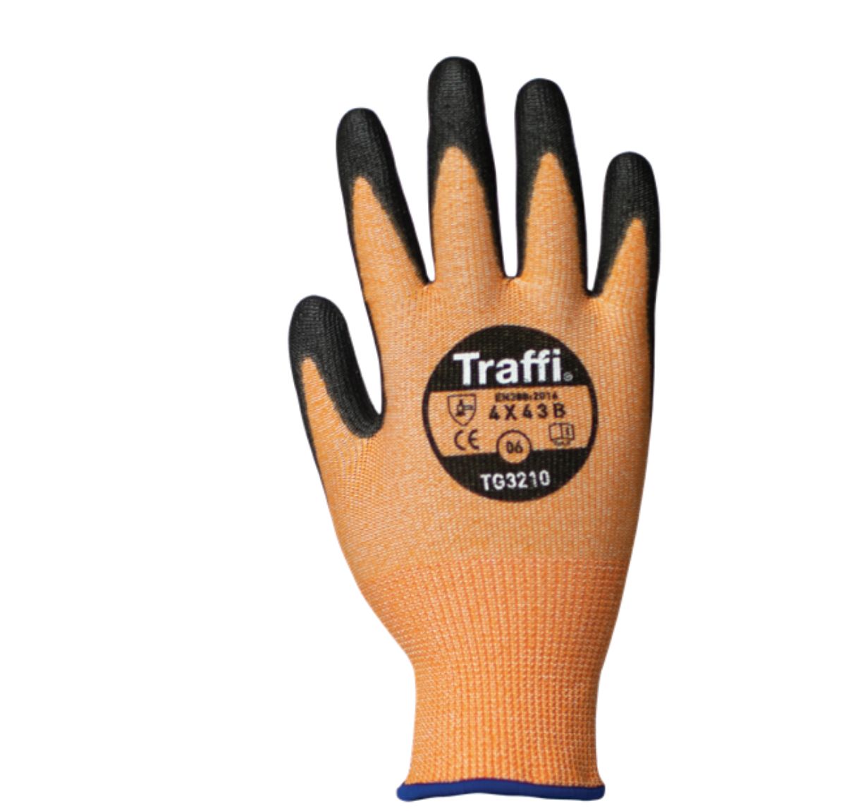 Traffi Amber Elastane, HPPE, Nylon Cut Resistant Gloves, Size 8, Polyurethane Coating