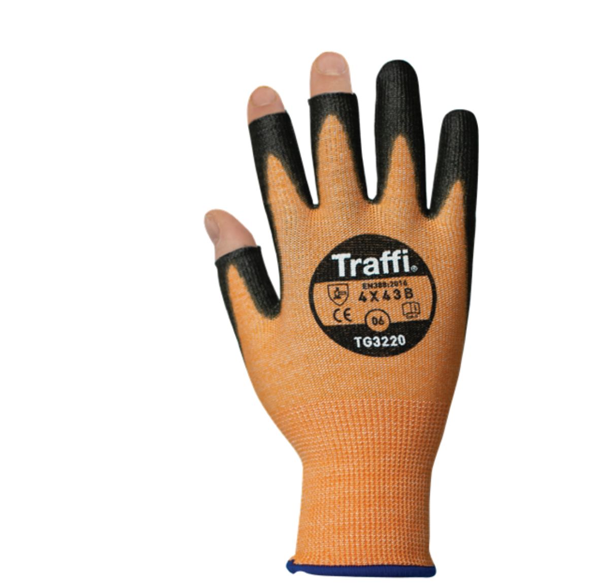 Traffi Amber HPPE, Polyamide Cut Resistant Gloves, Size 11, Polyurethane Coating