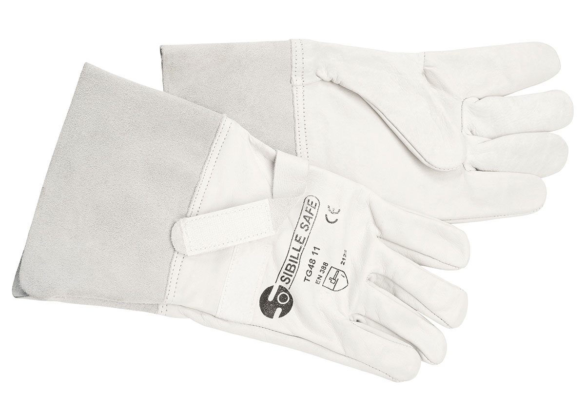 Penta TG White Leather Electricians Gloves, Size 8