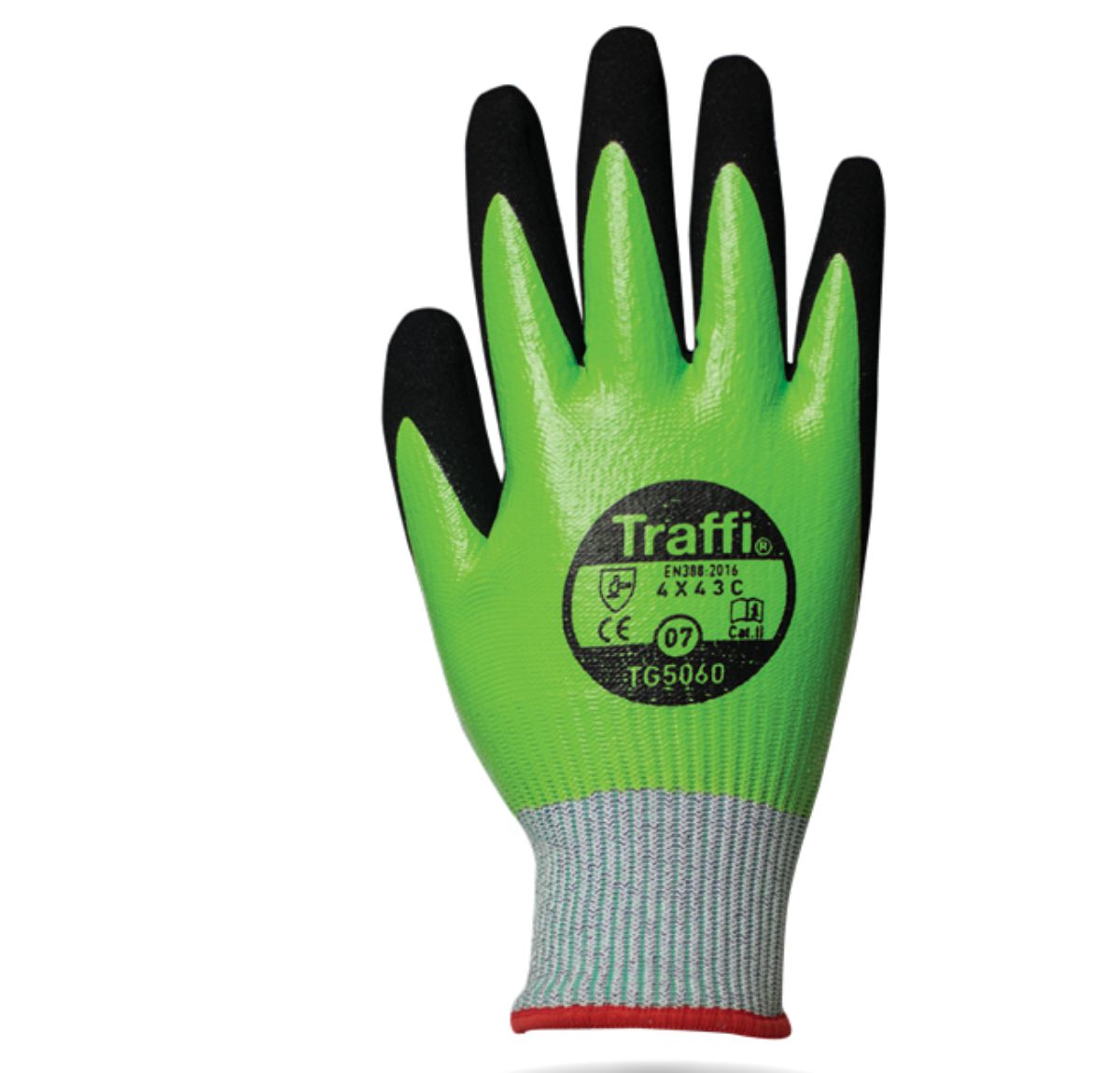 Traffi TG5060 Green Nitrile, Nylon Cut Resistant Gloves, Size 10, Nitrile Coating