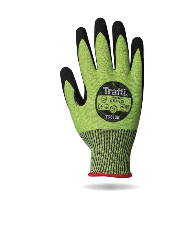 Traffi Green, Black Aramid, Elastane, Fibreglass, Polyester Liquid/Oil Repellent Gloves, Size 6, Cohesion Carbon Coating