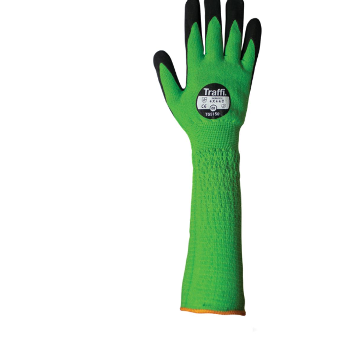 Traffi Green Nitrile, Nylon Cut Resistant Gloves, Size 11, Nitrile Coating