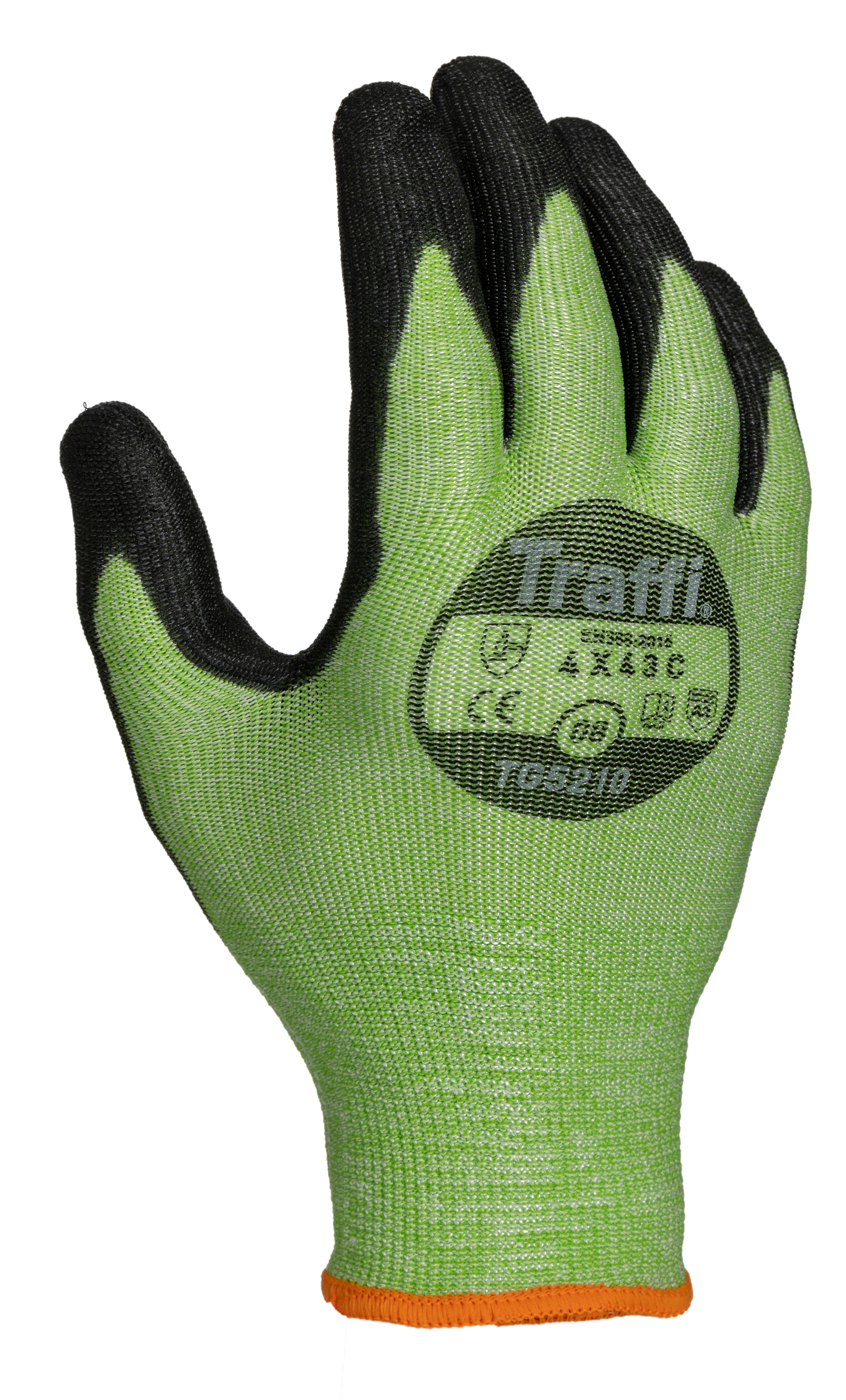 Traffi Green Glass/Elastane, Nylon, Polyester, Polyethylene, Polyurethane Cut Resistant Gloves, Size 8, Polyurethane
