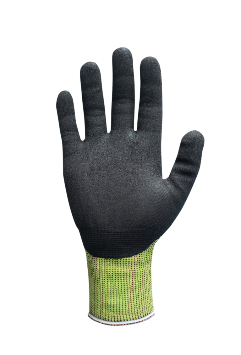 tg5545-07 Traffi TG5545 Green Elastane, HPPE, Polyamide, Polyester, Steel Cut Resistant Gloves, Size 7, Nitrile Coating