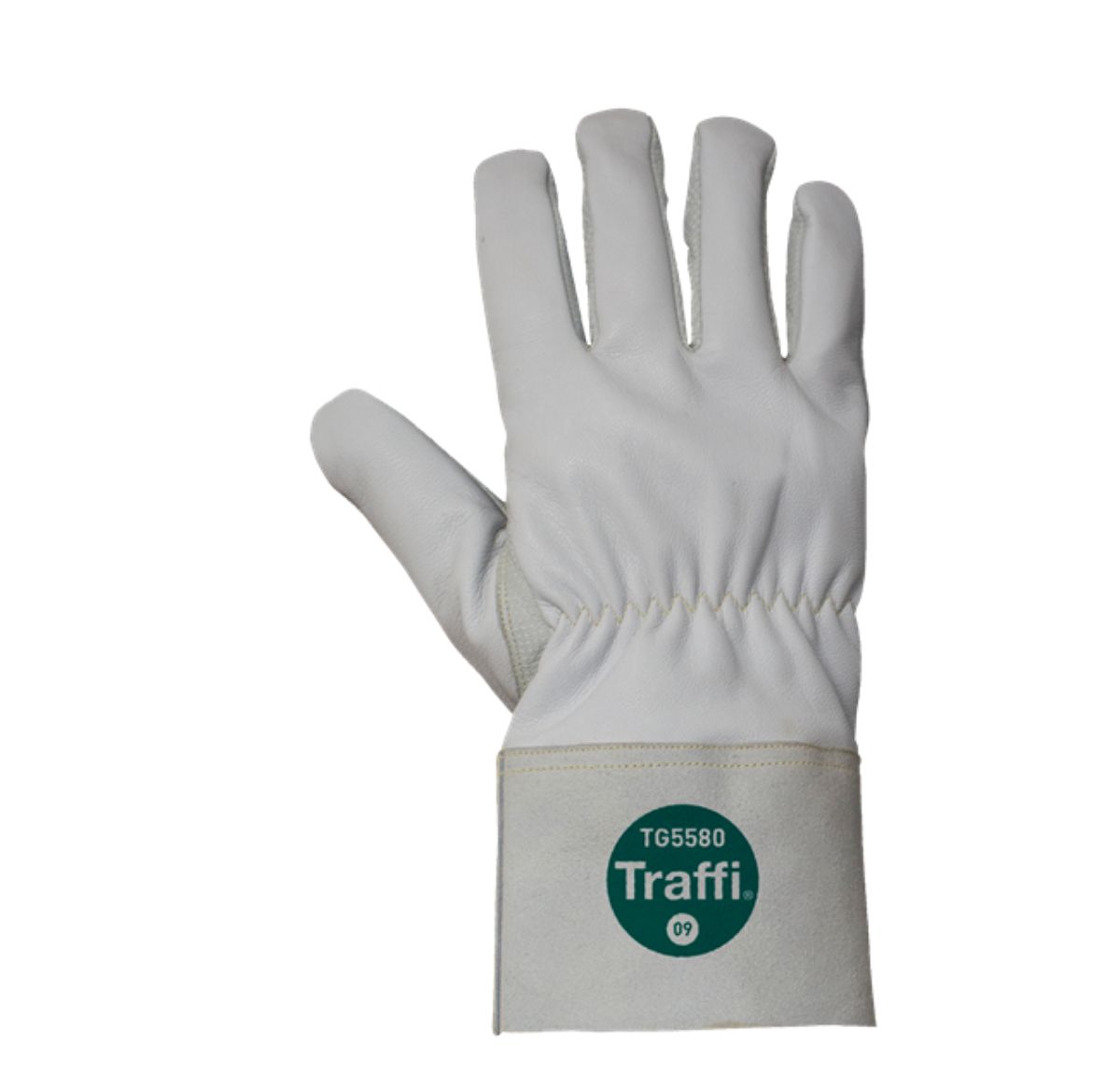 Traffi White Leather, Para Aramid Cut Resistant Gloves, Size 10, Leather Coating
