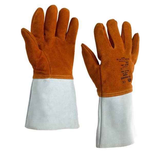 GUYARD THERM TAILLE UNIQUE Red Leather Work Gloves, Size 10, Cotton Coating