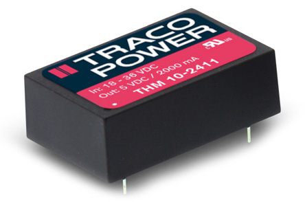 TRACOPOWER THM 10 DC/DC Converter, 24V dc/ 416 mA, 9V dc Input, 4.5V Input 10 W, PCB, 90 °C Max Temp -40 °C Min Temp DIP