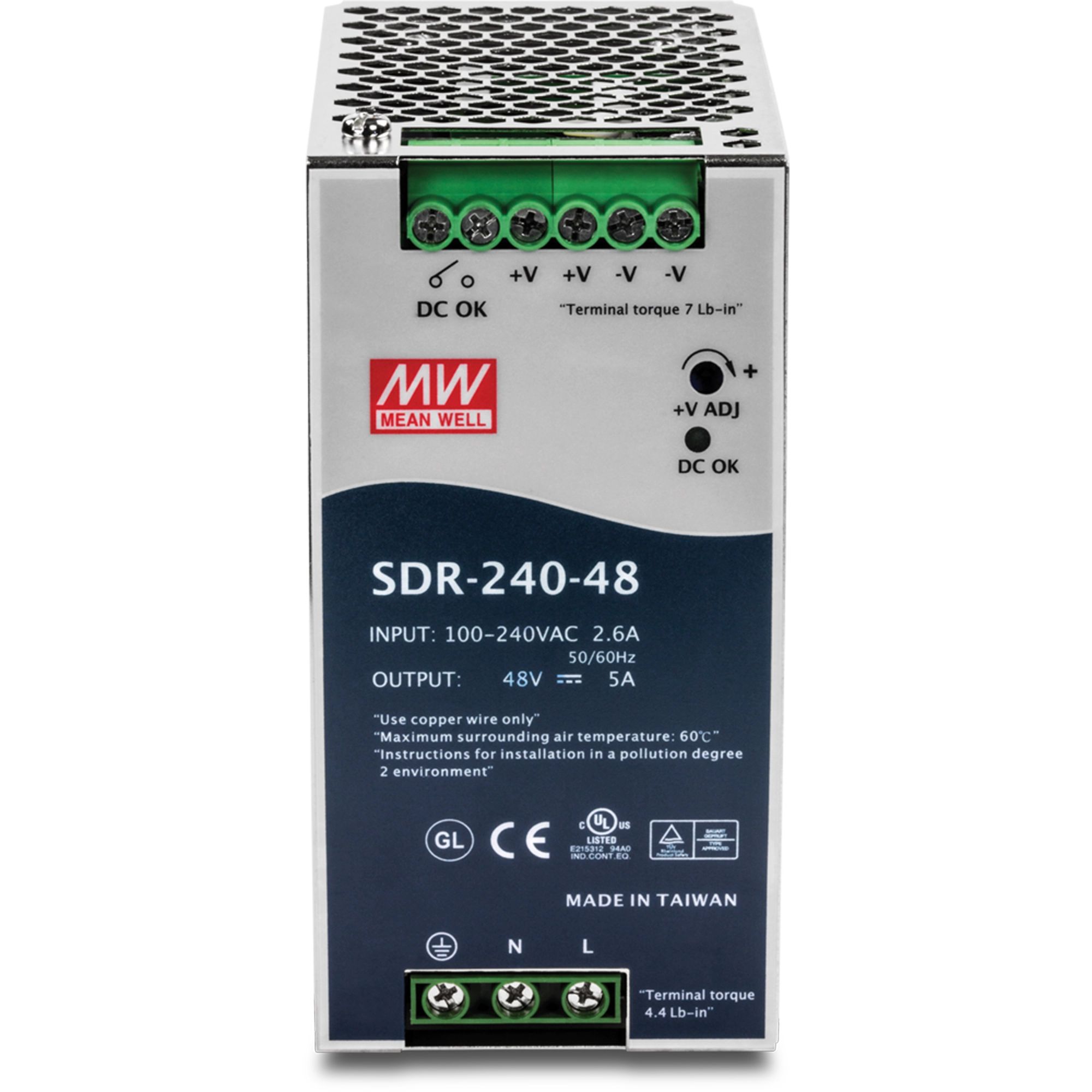 Trendnet TI-S24048 Single Output DIN Rail Power Supply 370V AC/DC Input 48V, 5 A Output DC 240 W