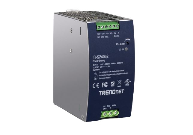 Trendnet TI-S24 Industrial Power Supply DIN Rail Power Supply 370 V dc, 246V ac AC/DC Input 48V, 4.6 A Output 240 W