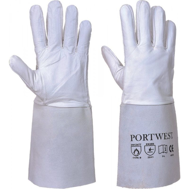 tig Liscombe Grey Leather Welding Gloves, Size 10