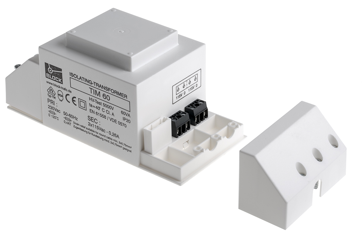 Block 2 Output 60 VA Chassis Mount Transformer, 2 x 115 V ac, VDE, DIN EN 61558-2-4, VDE 0570 Part 2-4, IEC 61558-2-4,