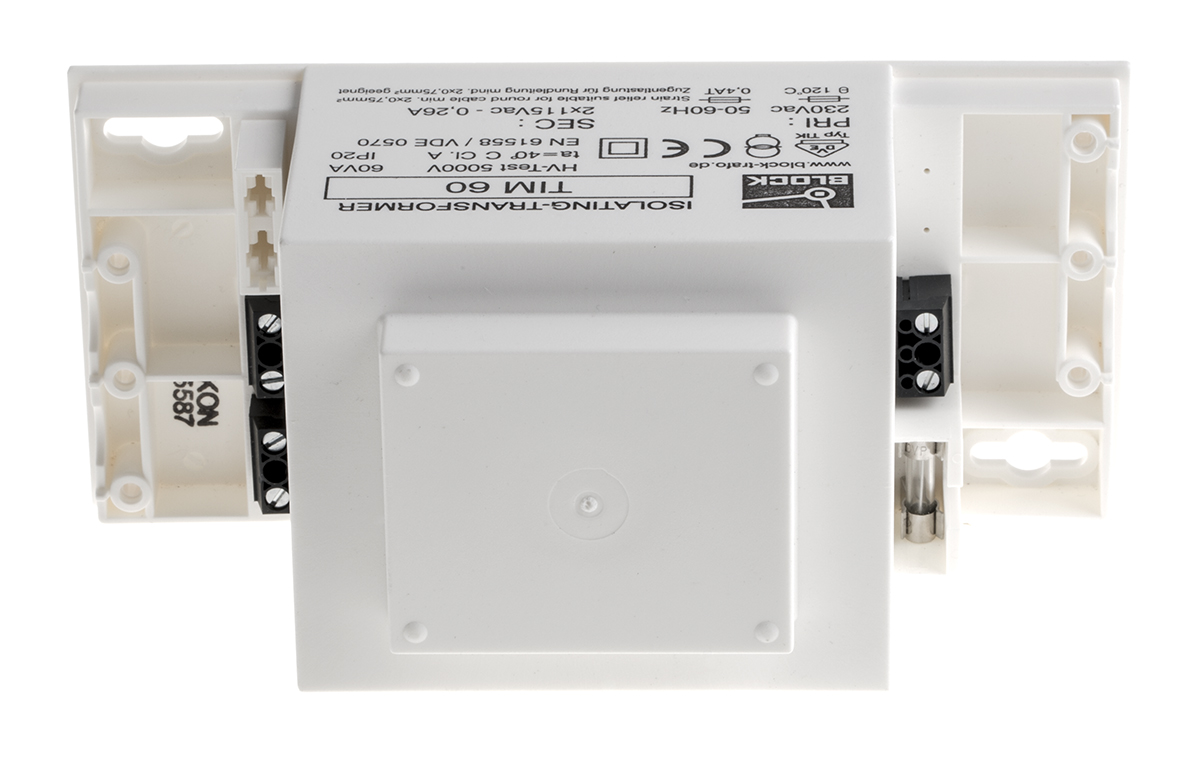 tim-60 Block 2 Output 60 VA Chassis Mount Transformer, 2 x 115 V ac, VDE, DIN EN 61558-2-4, VDE 0570 Part 2-4, IEC 61558-2-4,