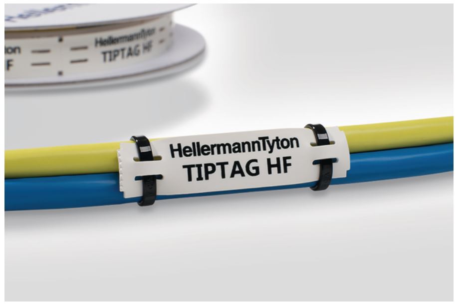 HellermannTyton White Black Print Label, 11 mm Width, 190 Per Roll Qty