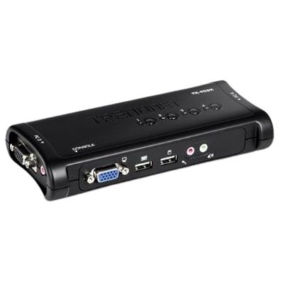 Trendnet 4 Port 4 Displays USB VGA, SVGA KVM Switch 3.5mm Audio Jack Female 2048 x 1536 pixel Maximum Resolution
