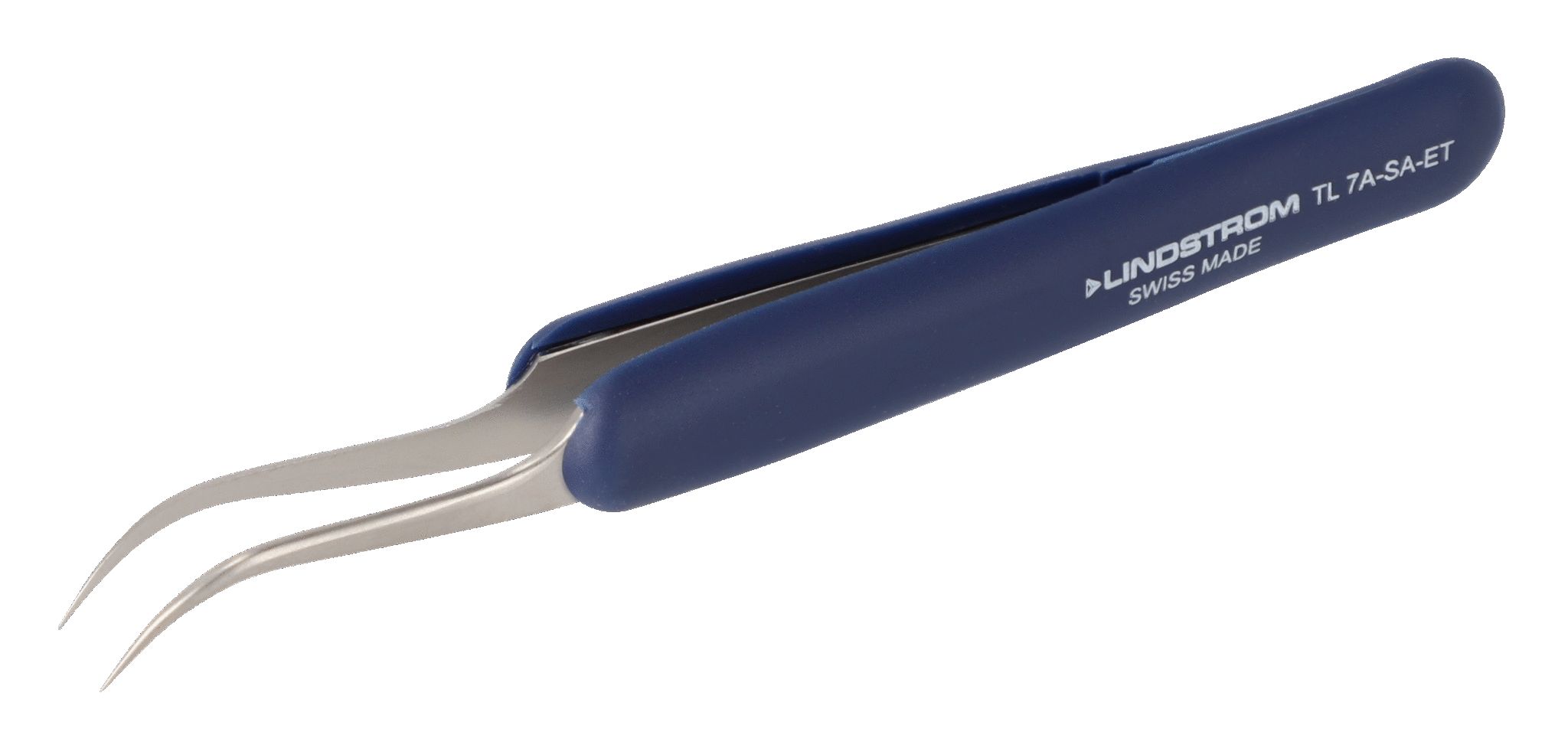 Lindstrom 122in Stainless Steel, Thermoplastic Rubber Pointed, Curved ESD Safe Tweezer