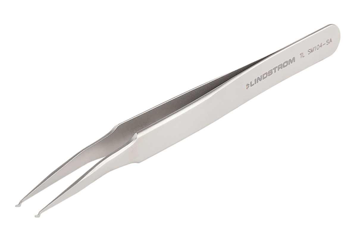 Lindstrom 120mm Stainless Steel Round, Fine ESD Safe Tweezer