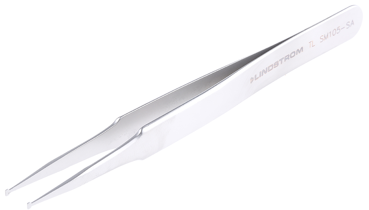Lindstrom 120mm Stainless Steel Round, Fine ESD Safe Tweezer