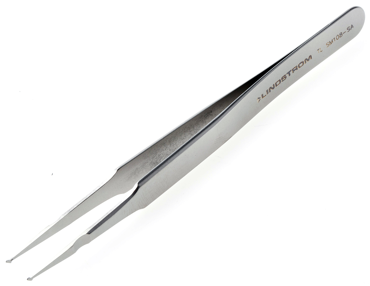 Lindstrom 120mm Stainless Steel Rounded ESD Safe Tweezer