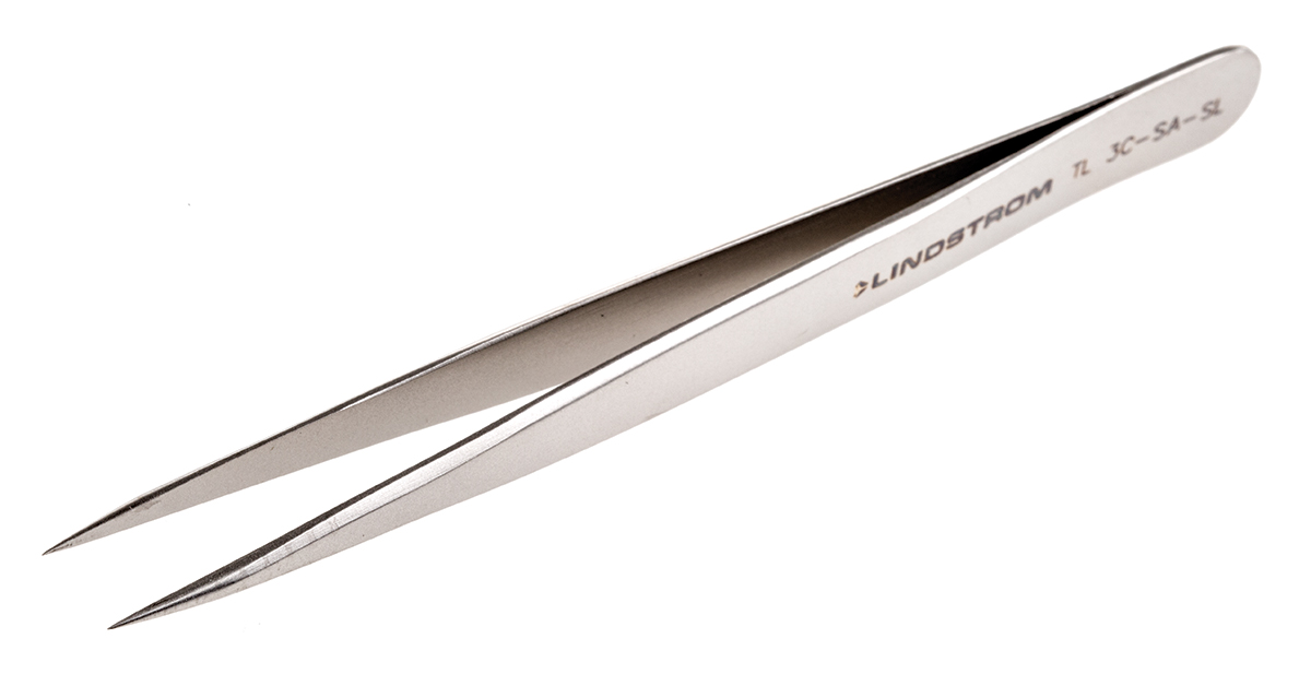 Lindstrom 120mm Stainless Steel Fine, Round ESD Safe Tweezer