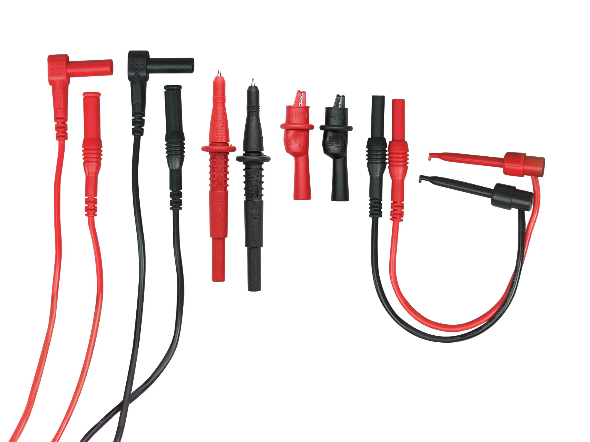 Extech Test Lead Kit for use with Digital Circuitry With Two Alligator Clips With Removable Insulators, Two Plunger Mini