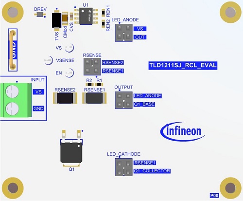 Infineon TLD1211SJEVALTOBO1 TLD1211SJ_EVAL LED Driver Evaluation Board for TLD1211SJ_EVAL for LITIX Linear TLD1211SJ