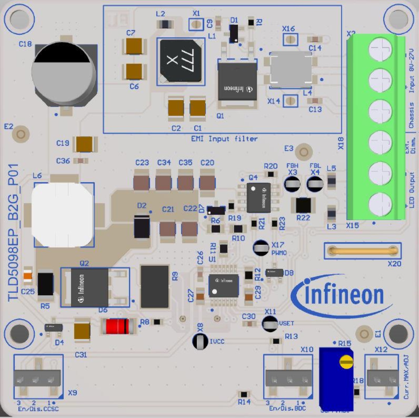 Infineon TLD5098EPB2GEVALKITTOBO1 LED Evaluation Kit for TLD5098EP for LEDs