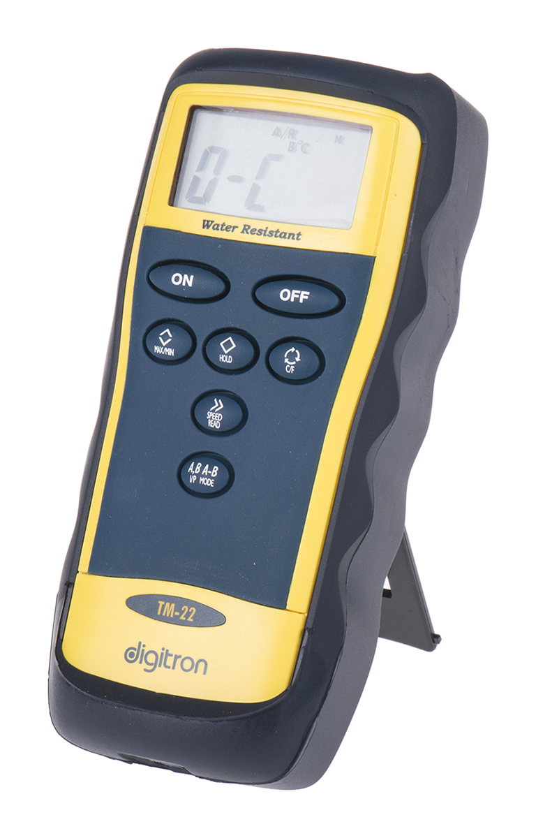 Digitron TM22 Wired Digital Thermometer, K Probe, 2 Input(s), 1350 °C Max, ±0.2°C Accuracy - RSCAL