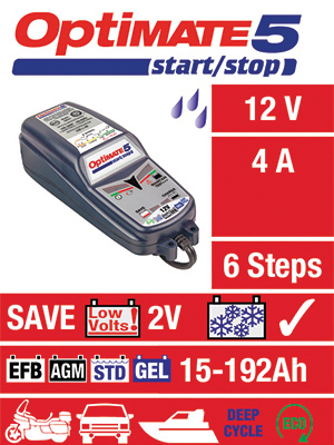tm232 TecMate Optimate 5 TM-220 Battery Charger For 12V, Lead Acid 4 A, 12 V with UK plug Automotive