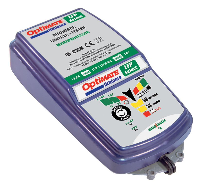 TecMate OptiMate Lithium Select TM-270 Battery Charger For 12.8V, 16 V, LiFePO4 9.5 A, 12 V Automotive