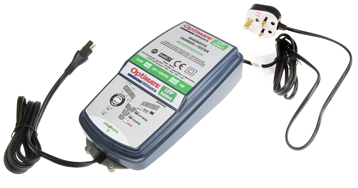 TecMate OptiMate Lithium Select TM-270 Battery Charger For 12.8V, 16 V, LiFePO4 9.5 A, 12 V with UK plug Automotive