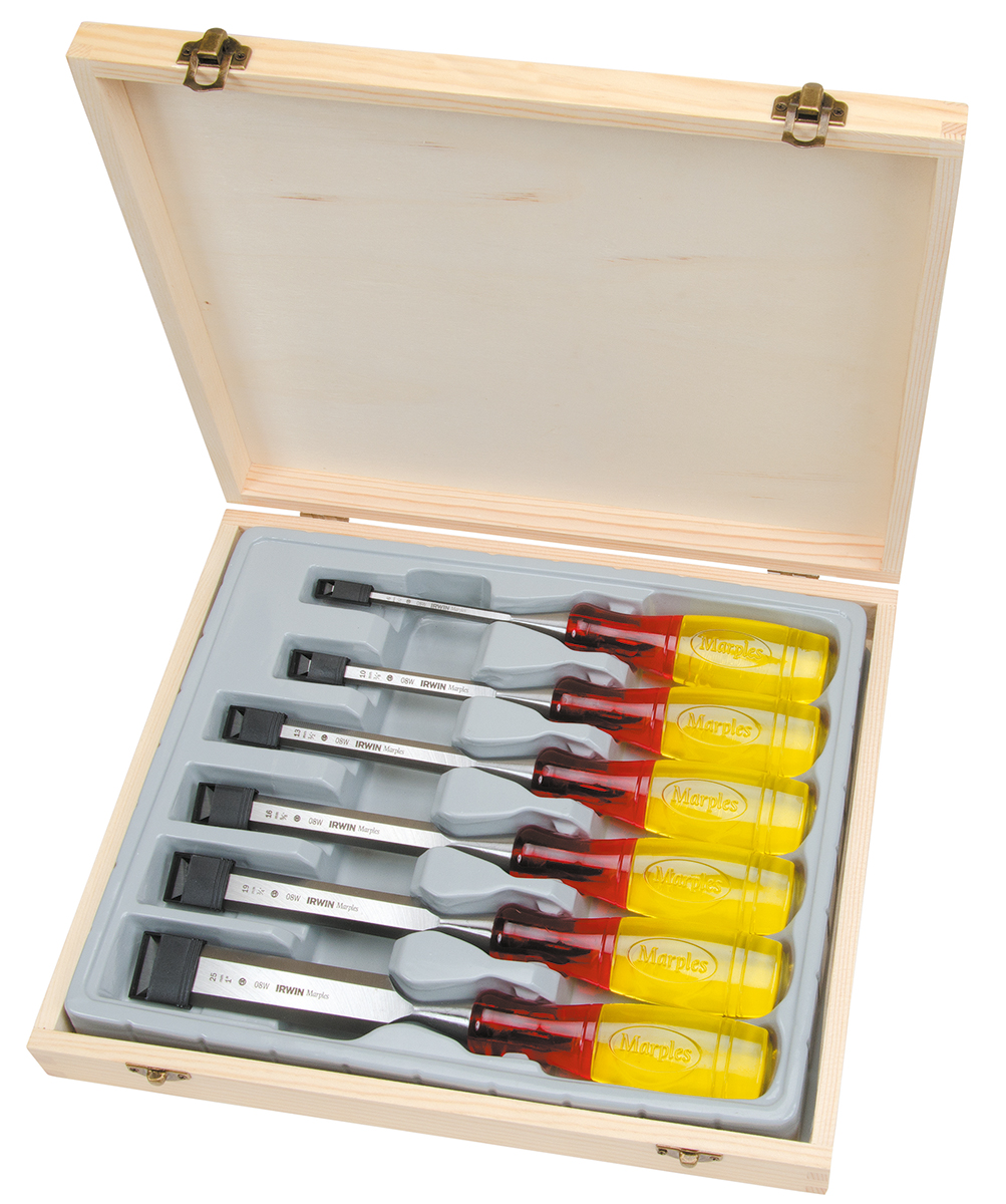 Irwin 6 Piece Steel Bevel Edge Chisel Set, 75 mm Blade Width