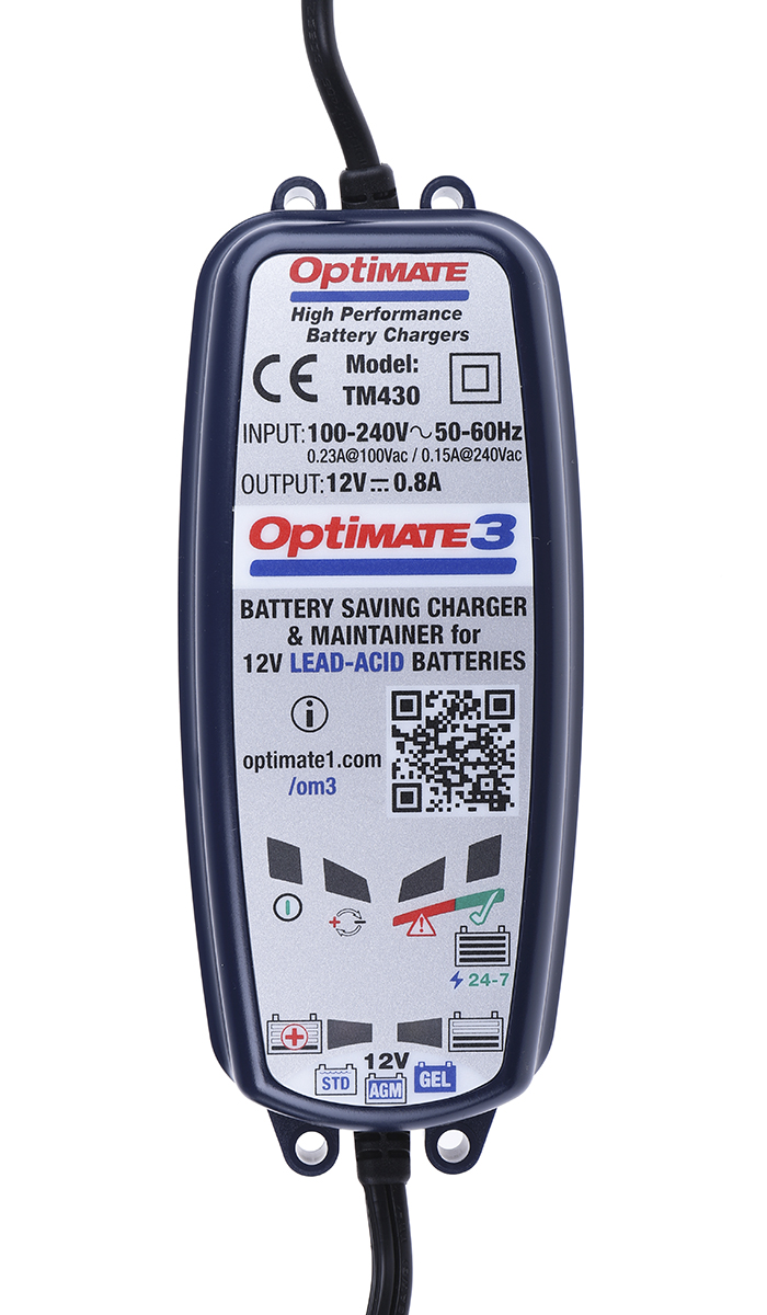 TecMate OptiMate 3 Battery Charger For 12V, Lead Acid 800 mA, 12 V with EU plug Automotive