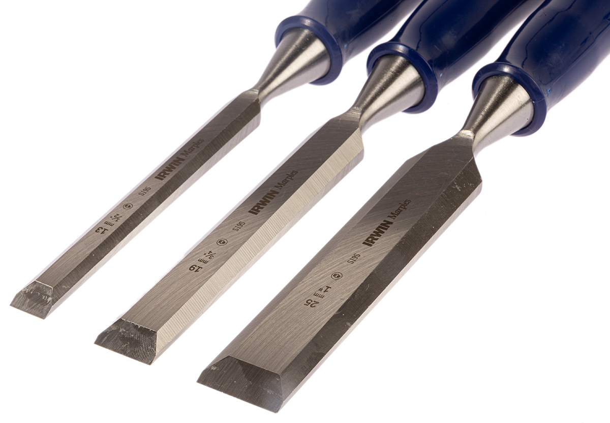 tm444s3 Irwin 3 Piece Steel Bevel Edge Chisel Set, 25 mm Blade Width